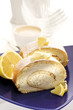 Swiss roll filled with lemon cream