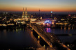 Germany, Cologne, Bridge and Cologne Cathedral at night