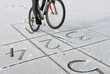Person on bike on frozen lake