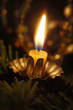 Burning candle on Christmas tree