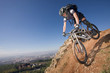 Spain, Sierra Nevada, Granada, man mountain biking downhill
