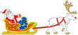 Santa Claus driving in the sleigh with Reindeer