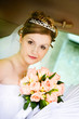 portrait of the bride in the wedding car