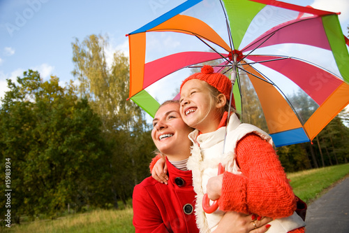 Mother and daughter having fun outdoors