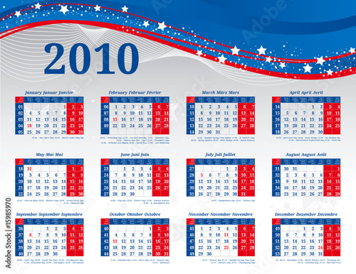 2010 Holiday Calendar for US national and federal government holidays, 