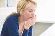 Close-up of a woman coughing