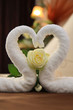 Elegant white swans with rose Elegant white swans with rose