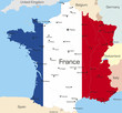 France country coloured by national flag