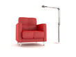 Red armchair and floorlamp