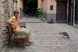 Teenager alone at  historic city