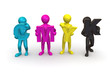Men with CMYK letters Men with CMYK letters