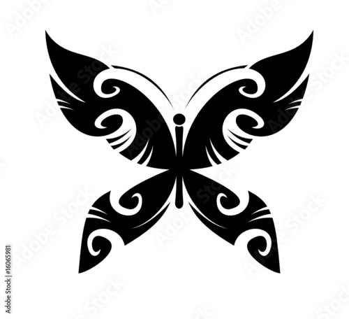 butterfly tattoo transfers
 on Isolated butterfly tattoo in tribal style from Seamartini Graphics ...