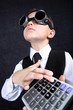 hard time in learning - boy with calculator hard time in learning - boy with calculator