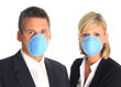 Couple wearing flu masks