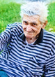 Smile of one senior old man