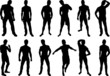 Set of 12 sexy men silhouettes on white background