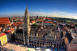 Building of Rathaus from tower in Munich, Germany
