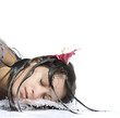 spruzzo d'acqua contro il viso