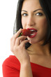 brunette with strawberry