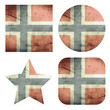 set of 4 grunge flag buttons of norway
