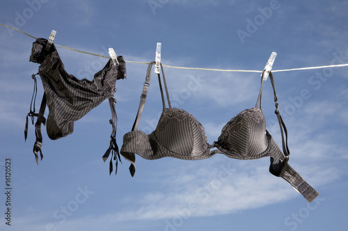 Photo: Black lingerie on clothesline Black lingerie on clothesline
