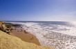 Portugal, Algarve, two boys running on beach, elevated view