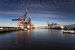 Germany, Hamburg, Waltershof, Container Terminal with ships