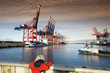 Germany, Hamburg, Waltershof, Container Terminal with ships