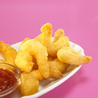 Fried prawns with dip, close-up