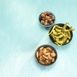 Greek starters, pickled olives, peperoni and beans