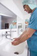 Surgeon washing his hands