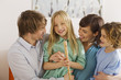 Family in living room, portrait