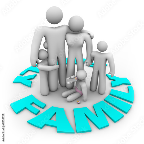 Illustration: Family Word Circle - Mom Dad and Kids Family Word Circle - Mom Dad and Kids