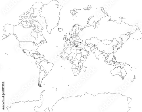 world map vector image. Weltkarte World Map OUTLINE