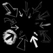 Vector arrow doodles pointing in a circular frame shape.