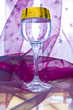 golden glass of alcohol wine