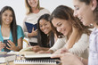 Teen students and teacher