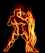 Collection of zodiac signs engulfed in fire