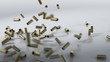 3d photorealistic bullet shells falling to the ground.