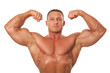 Male body builder demonstrating pose, isolated Male body builder demonstrating pose, isolated