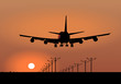 Jumbo Jet Sunset Landing Vector Jumbo Jet Sunset Landing Vector