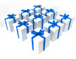 White gift boxes in a square White gift boxes in a square
