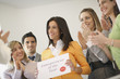 Businesswoman receiving commendation