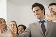 Businessman receiving commendation