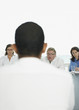 Surprised businessman in interview in conference room
