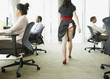 Businesswoman with skirt caught in underwear