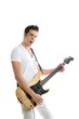 Musician young man playing electric guitar Musician young man playing electric guitar
