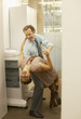 Businesspeople dancing in copy room
