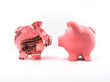 piggy bank with bill inside