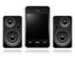 Mobile phone with portable speakers
